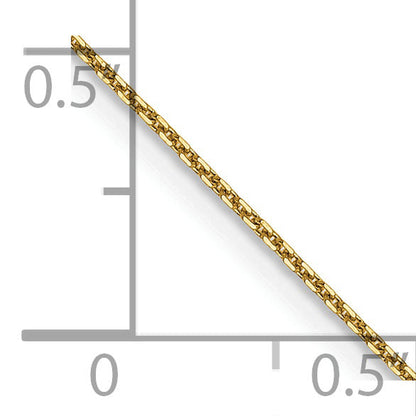 14K Yellow Gold 14 Inch .8mm Diamond-Cut Round Open Link Cable With Lobster Clasp Chain Necklace