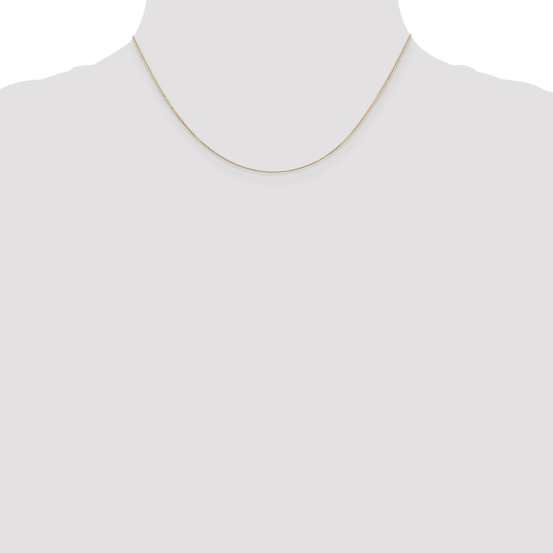 14K Yellow Gold 16 Inch .8mm Diamond-Cut Round Open Link Cable With Lobster Clasp Chain Necklace