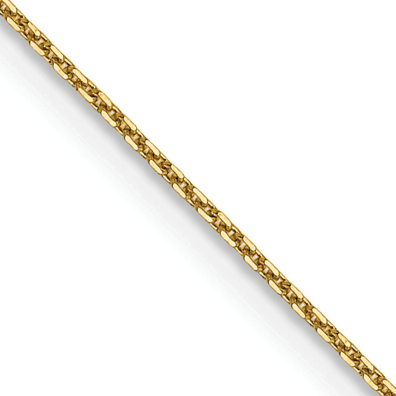 14K Yellow Gold 16 Inch .8mm Diamond-Cut Round Open Link Cable With Lobster Clasp Chain Necklace