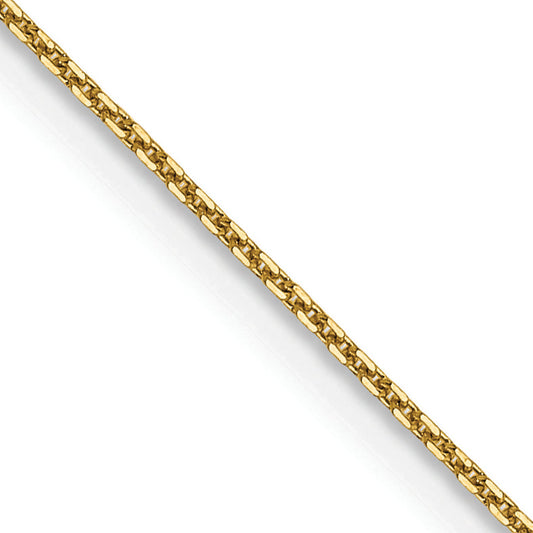 14K Yellow Gold 24 Inch .8mm Diamond-Cut Round Open Link Cable With Lobster Clasp Chain Necklace