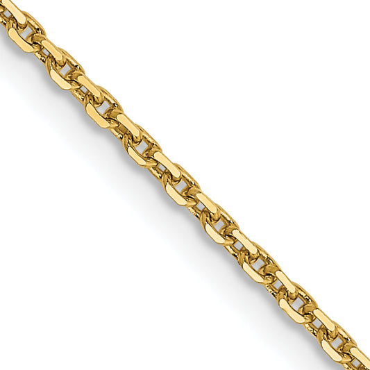 14K Yellow Gold 26 Inch 1.4mm Diamond-Cut Round Open Link Cable With Lobster Clasp Chain Necklace
