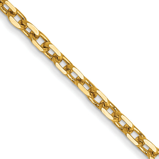 14K Yellow Gold 30 Inch 1.8mm Diamond-Cut Round Open Link Cable With Lobster Clasp Chain