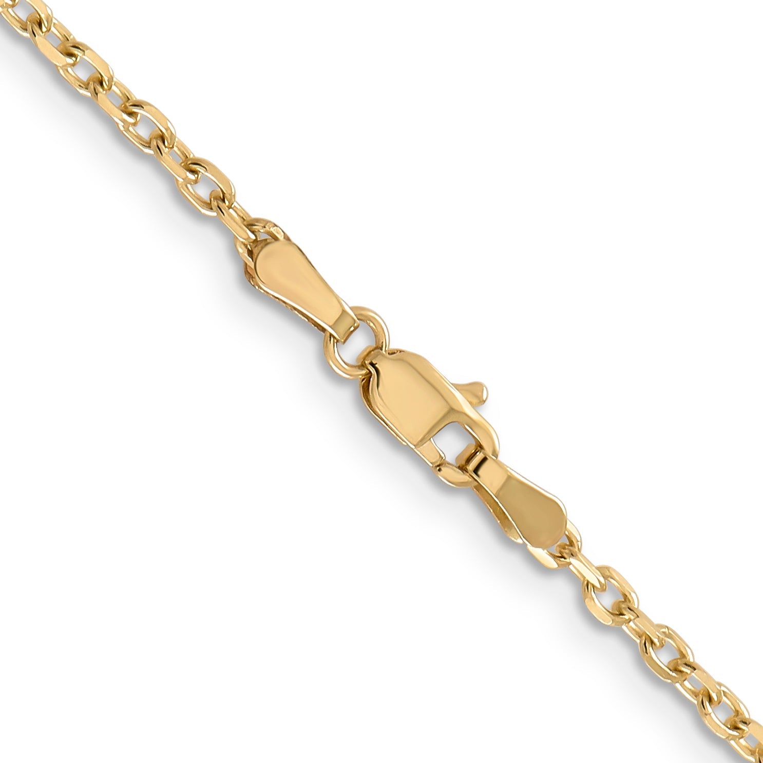 14K Yellow Gold 26 Inch 2.2mm Diamond-Cut Round Open Link Cable With Lobster Clasp Chain