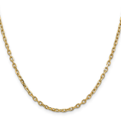 14K Yellow Gold 16 Inch 3mm Diamond-Cut Round Open Link Cable With Lobster Clasp Chain