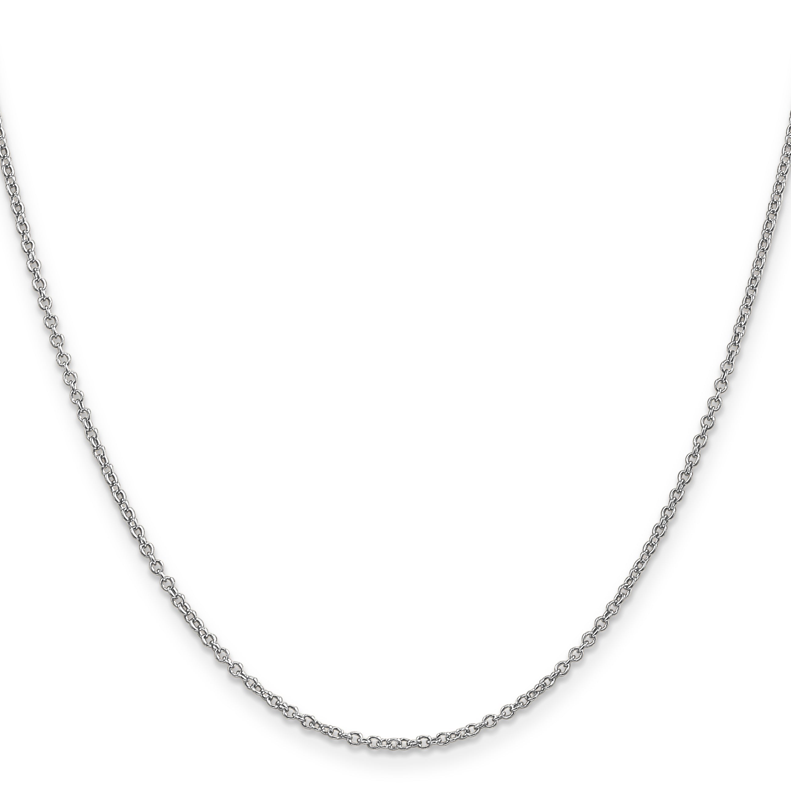 14K White Gold 20 Inch 1.4mm Round Open Wide Link Cable With Lobster Clasp Chain Necklace