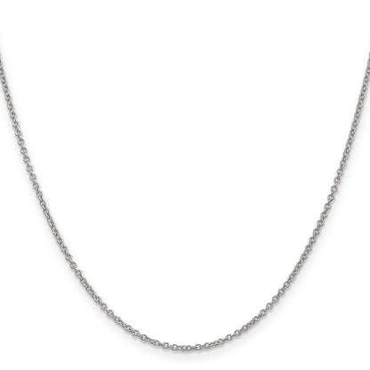 14K White Gold 20 Inch 1.4mm Round Open Wide Link Cable With Lobster Clasp Chain Necklace