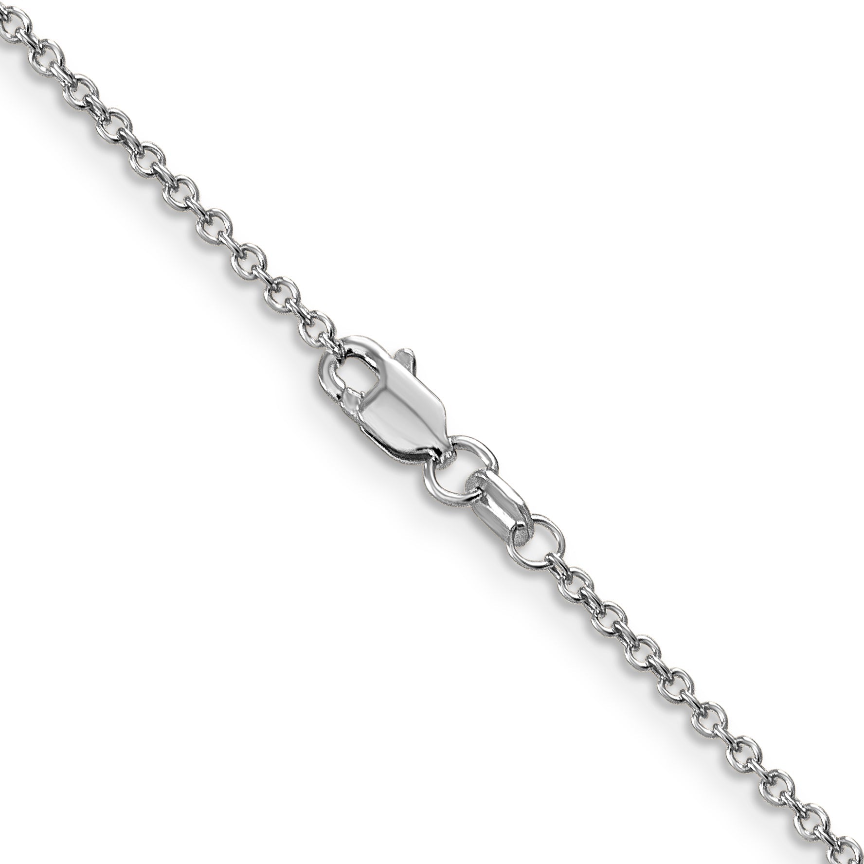14K White Gold 20 Inch 1.4mm Round Open Wide Link Cable With Lobster Clasp Chain Necklace