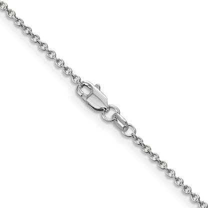 14K White Gold 20 Inch 1.4mm Round Open Wide Link Cable With Lobster Clasp Chain Necklace