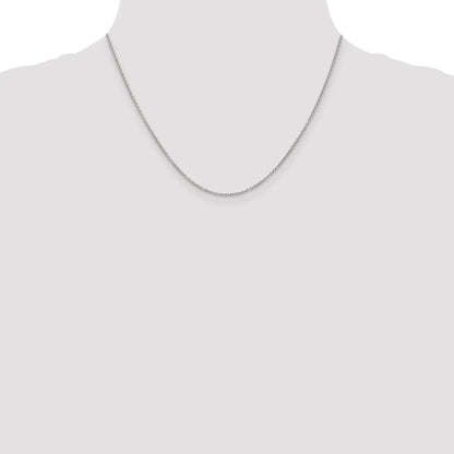 14K White Gold 18 Inch 1.4mm Round Open Wide Link Cable With Lobster Clasp Chain Necklace