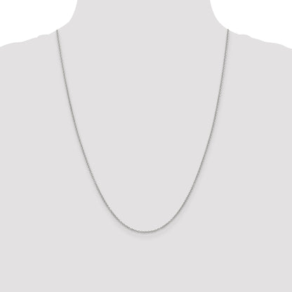 14K White Gold 24 Inch 1.4mm Round Open Wide Link Cable With Lobster Clasp Chain Necklace