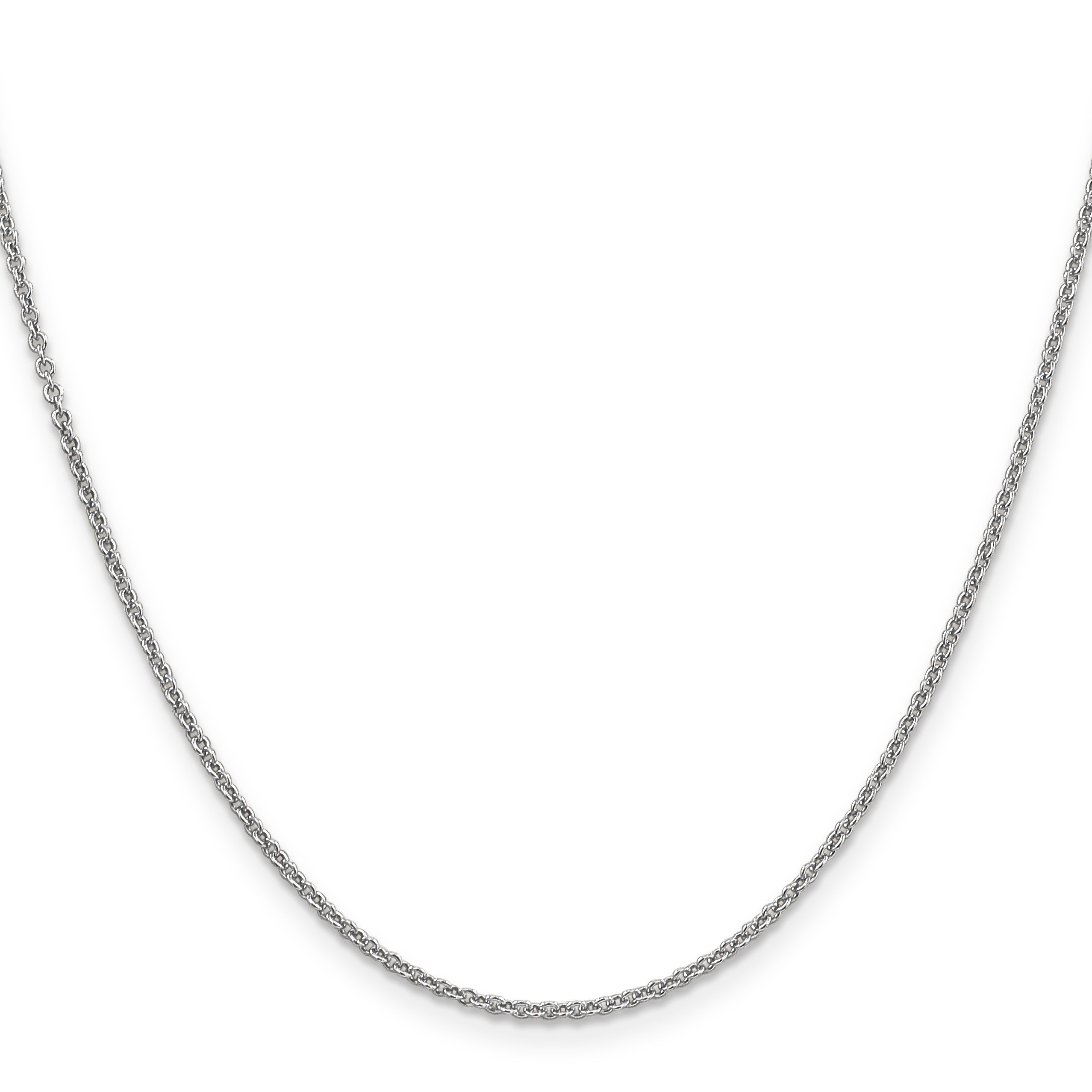 14K White Gold 20 Inch 1.6mm Round Open Link Cable With Lobster Clasp Chain Necklace