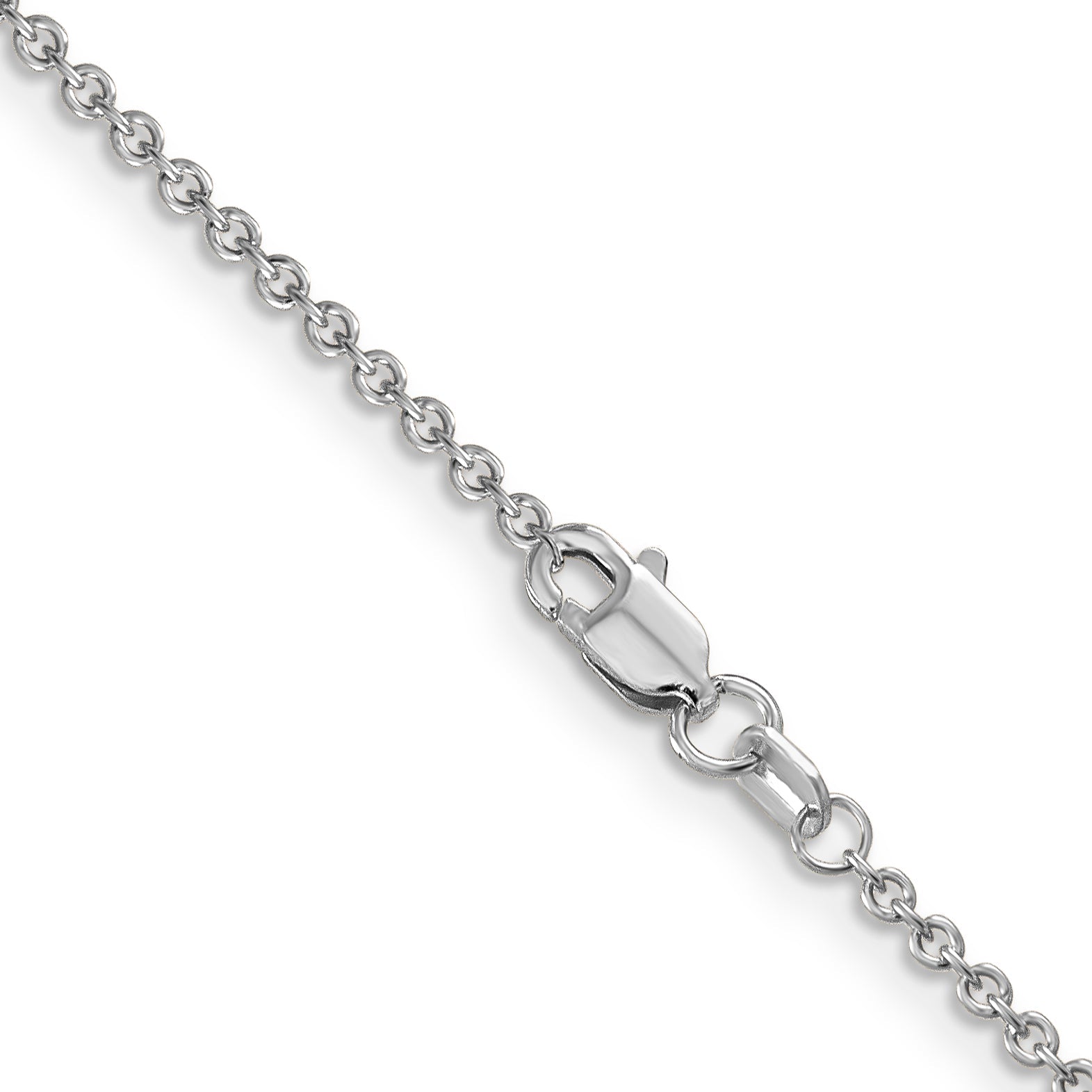 14K White Gold 30 Inch 1.6mm Round Open Link Cable With Lobster Clasp Chain Necklace
