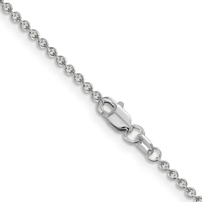 14K White Gold 20 Inch 1.6mm Round Open Link Cable With Lobster Clasp Chain Necklace