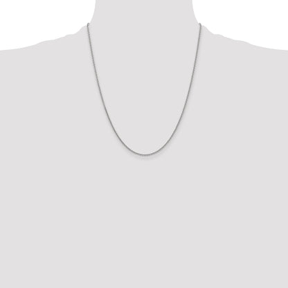 14K White Gold 22 Inch 1.6mm Round Open Link Cable With Lobster Clasp Chain Necklace