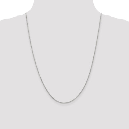 14K White Gold 24 Inch 1.6mm Round Open Link Cable With Lobster Clasp Chain Necklace