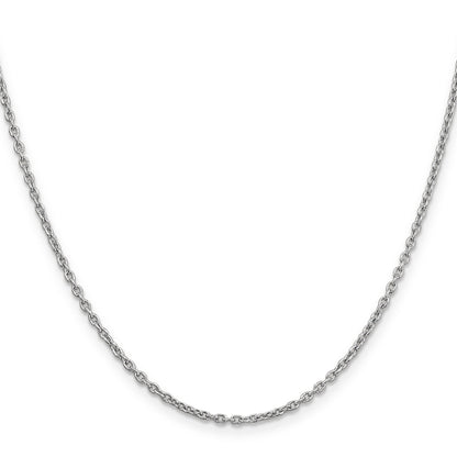14K White Gold 22 Inch 2mm Round Open Link Cable With Lobster Clasp Chain Necklace