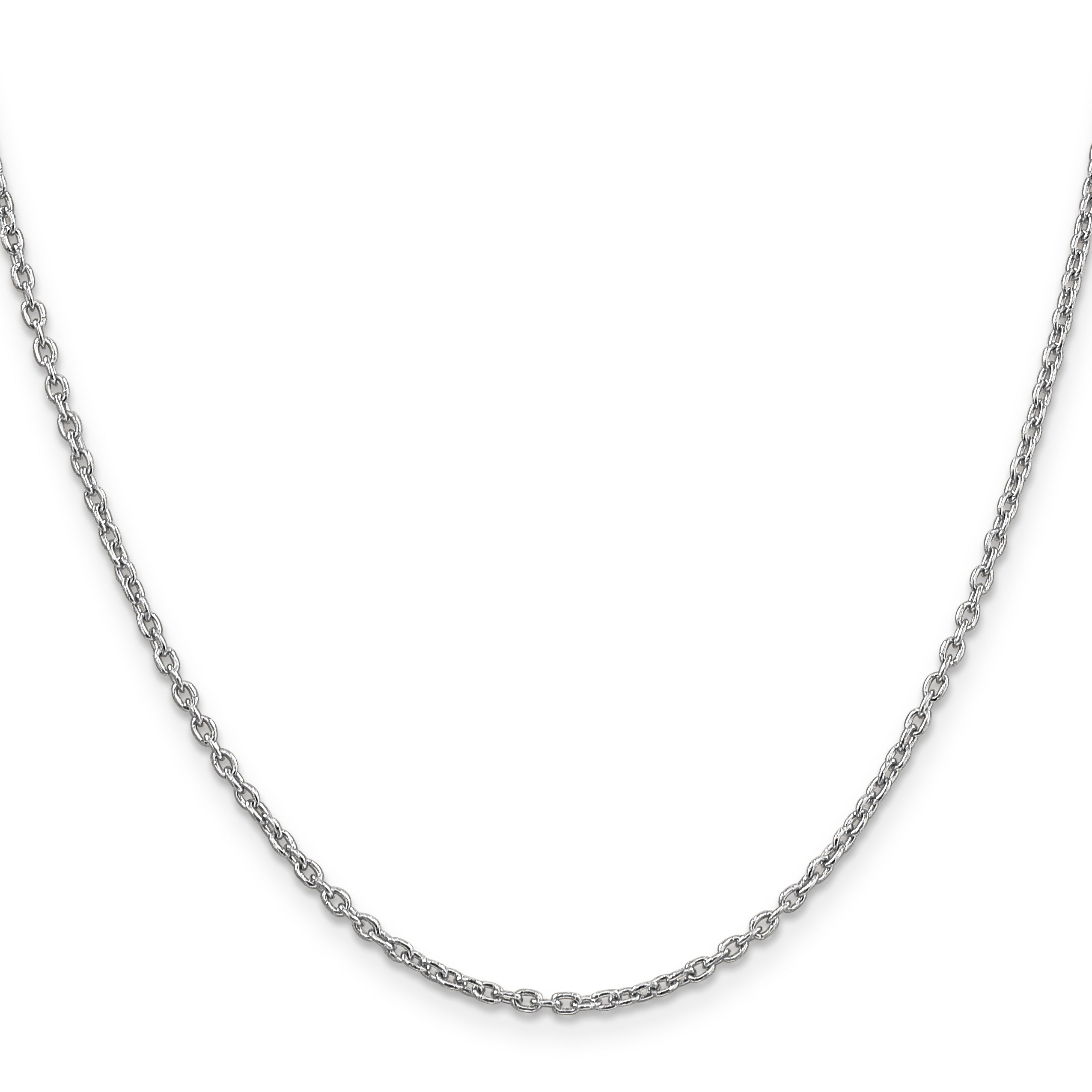 14K White Gold 20 Inch 2mm Round Open Link Cable With Lobster Clasp Chain Necklace