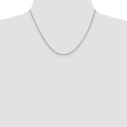 14K White Gold 18 Inch 2mm Round Open Link Cable With Lobster Clasp Chain Necklace