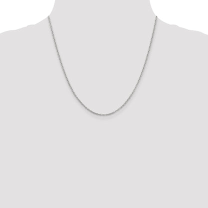 14K White Gold 20 Inch 2mm Round Open Link Cable With Lobster Clasp Chain Necklace