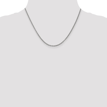 14K White Gold 18 Inch 2.4mm Round Open Link Cable With Lobster Clasp Chain Necklace