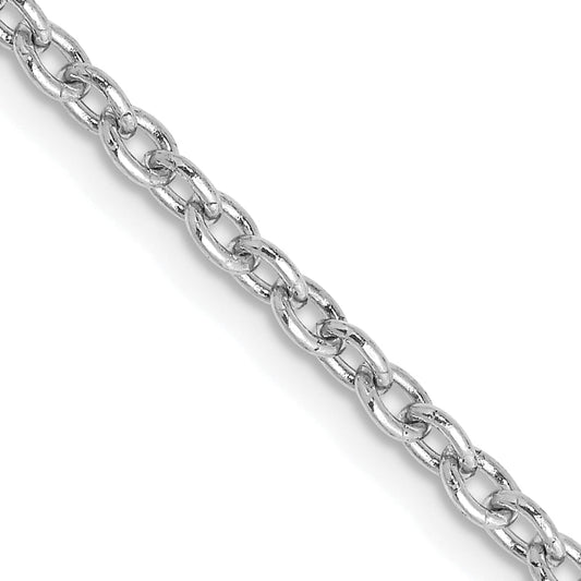 14K White Gold 30 Inch 2.4mm Round Open Link Cable With Lobster Clasp Chain Necklace
