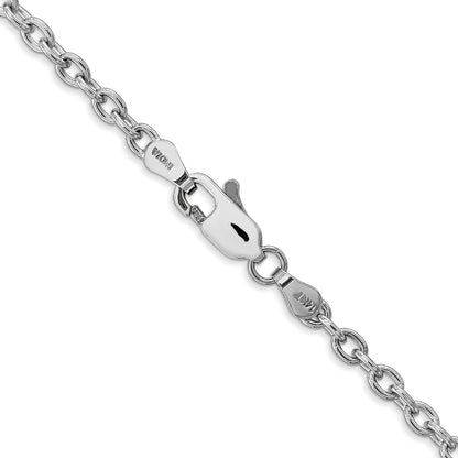 14K White Gold 20 Inch 3.2mm Round Open Link Cable With Lobster Clasp Chain Necklace