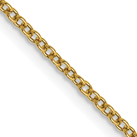 14K Yellow Gold 24 Inch 1.4mm Round Open Wide Link Cable With Lobster Clasp Chain