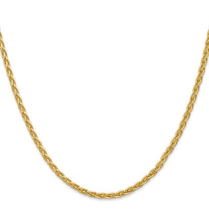 14K Yellow Gold 24 Inch 3mm Parisian Wheat With Lobster Clasp Chain Necklace
