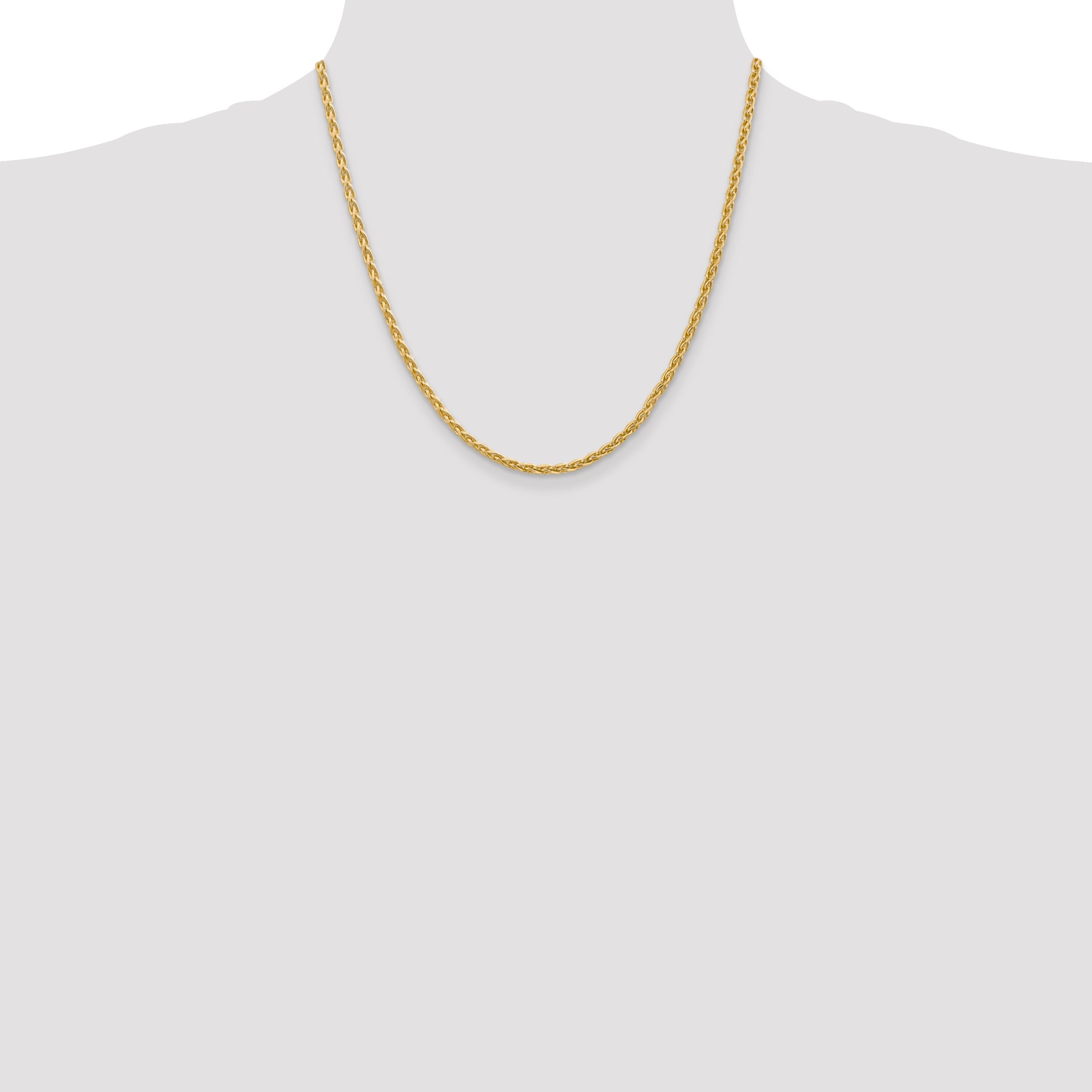 14K Yellow Gold 20 Inch 3mm Parisian Wheat With Lobster Clasp Chain Necklace