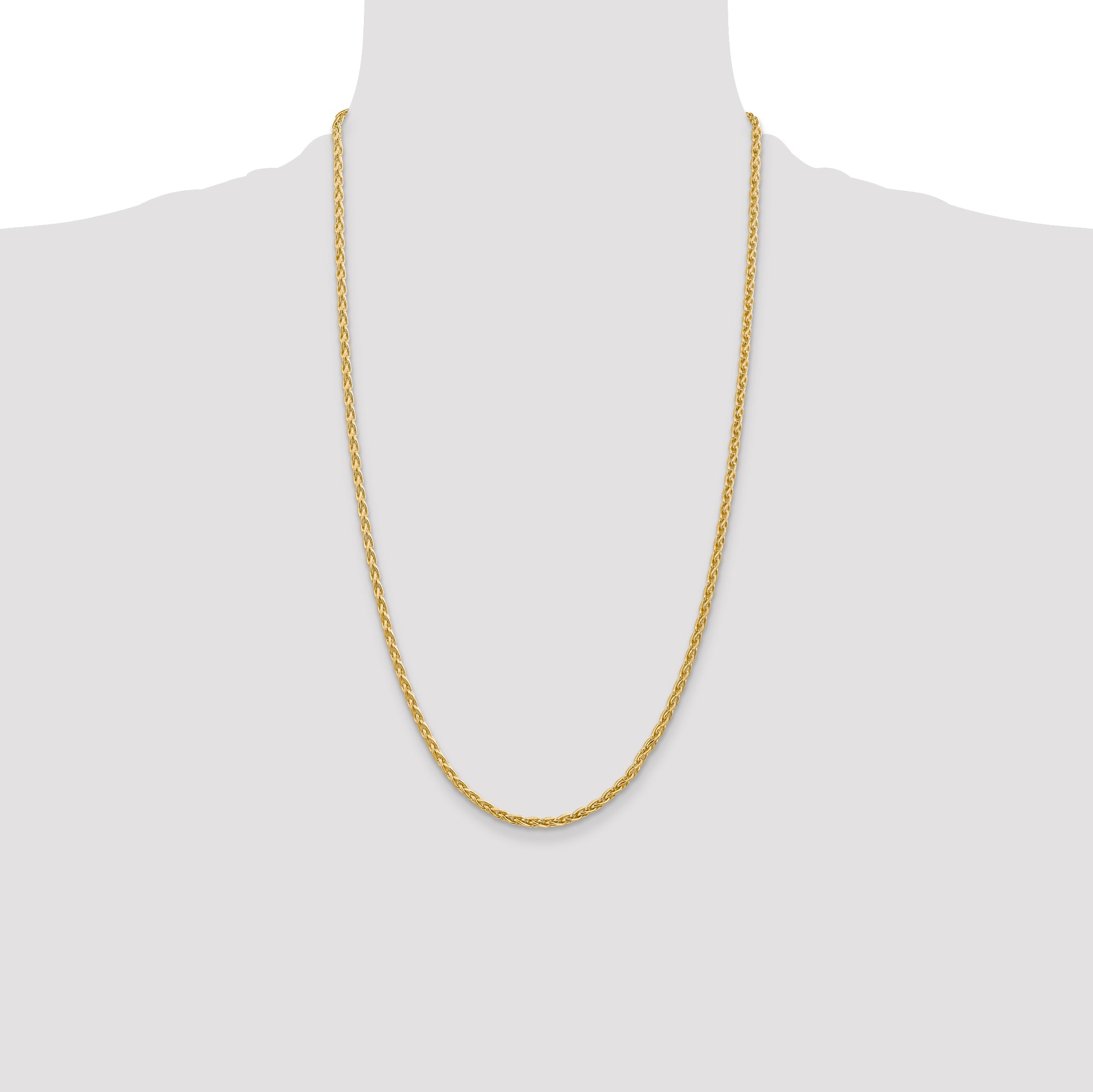14K Yellow Gold 26 Inch 3mm Parisian Wheat With Lobster Clasp Chain Necklace
