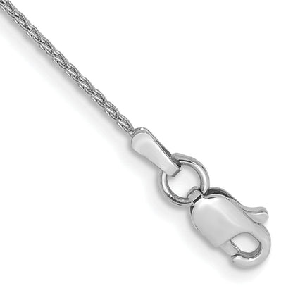 14K White Gold 10 Inch 1mm Parisian Wheat With Lobster Clasp Anklet