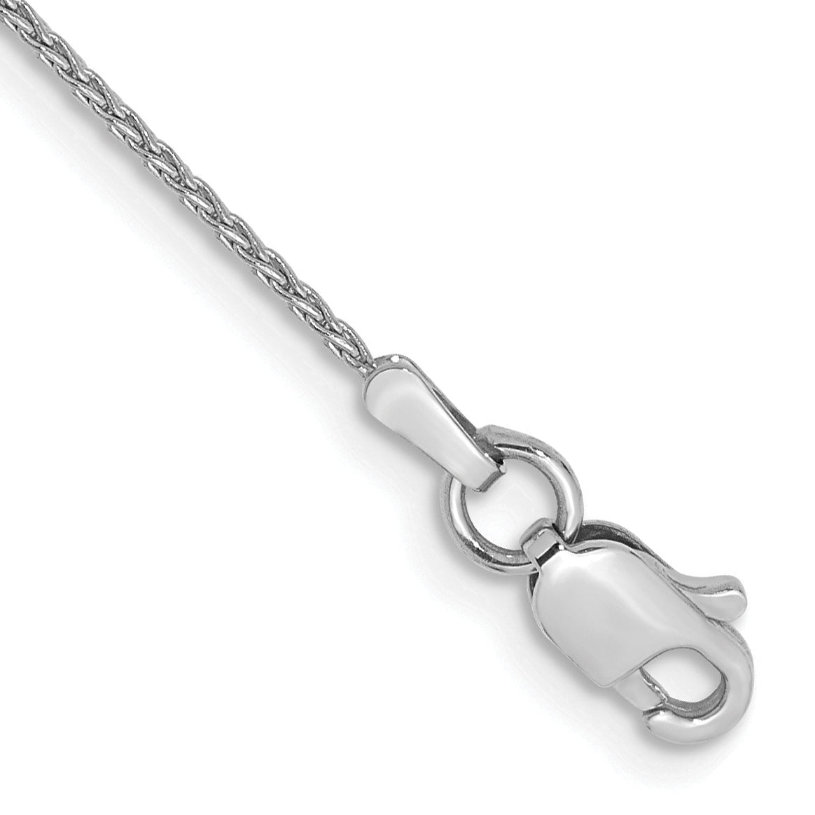 14K White Gold 9 Inch 1mm Parisian Wheat With Lobster Clasp Anklet