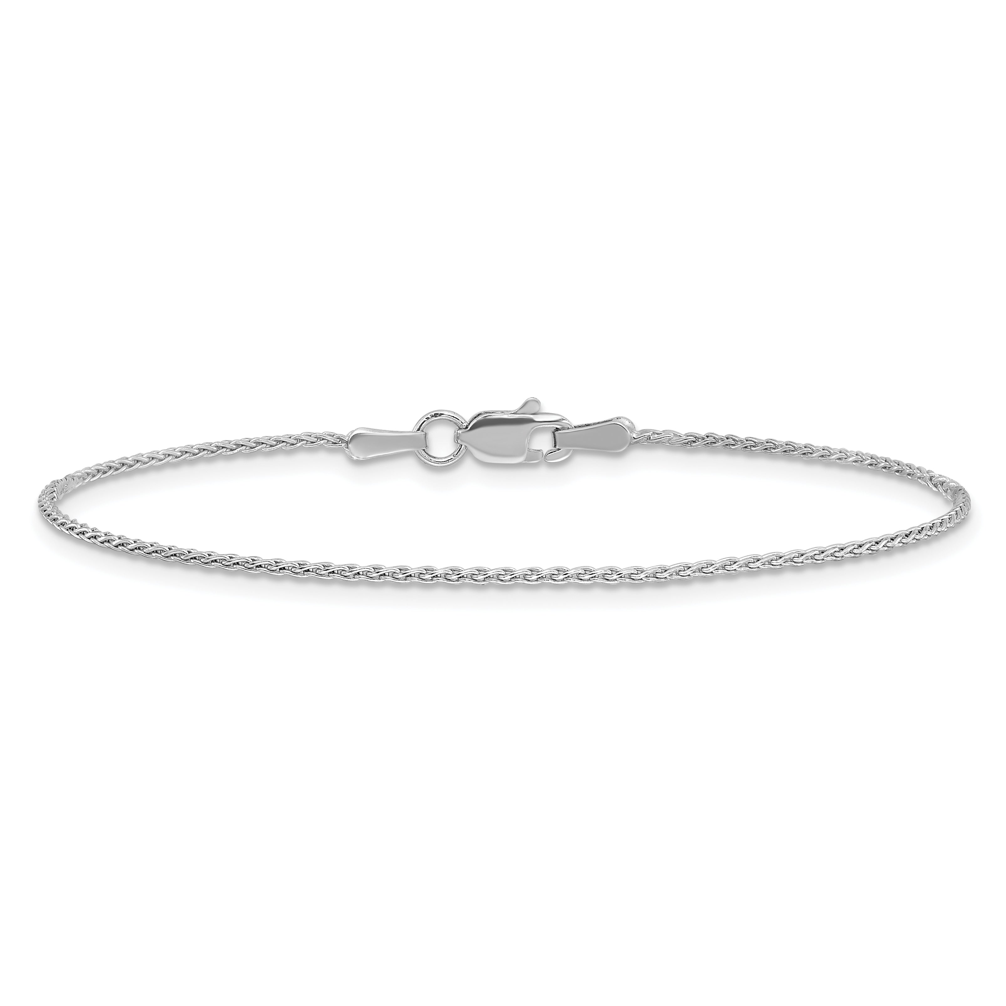14K White Gold 7 Inch 1.2mm Parisian Wheat With Lobster Clasp Bracelet