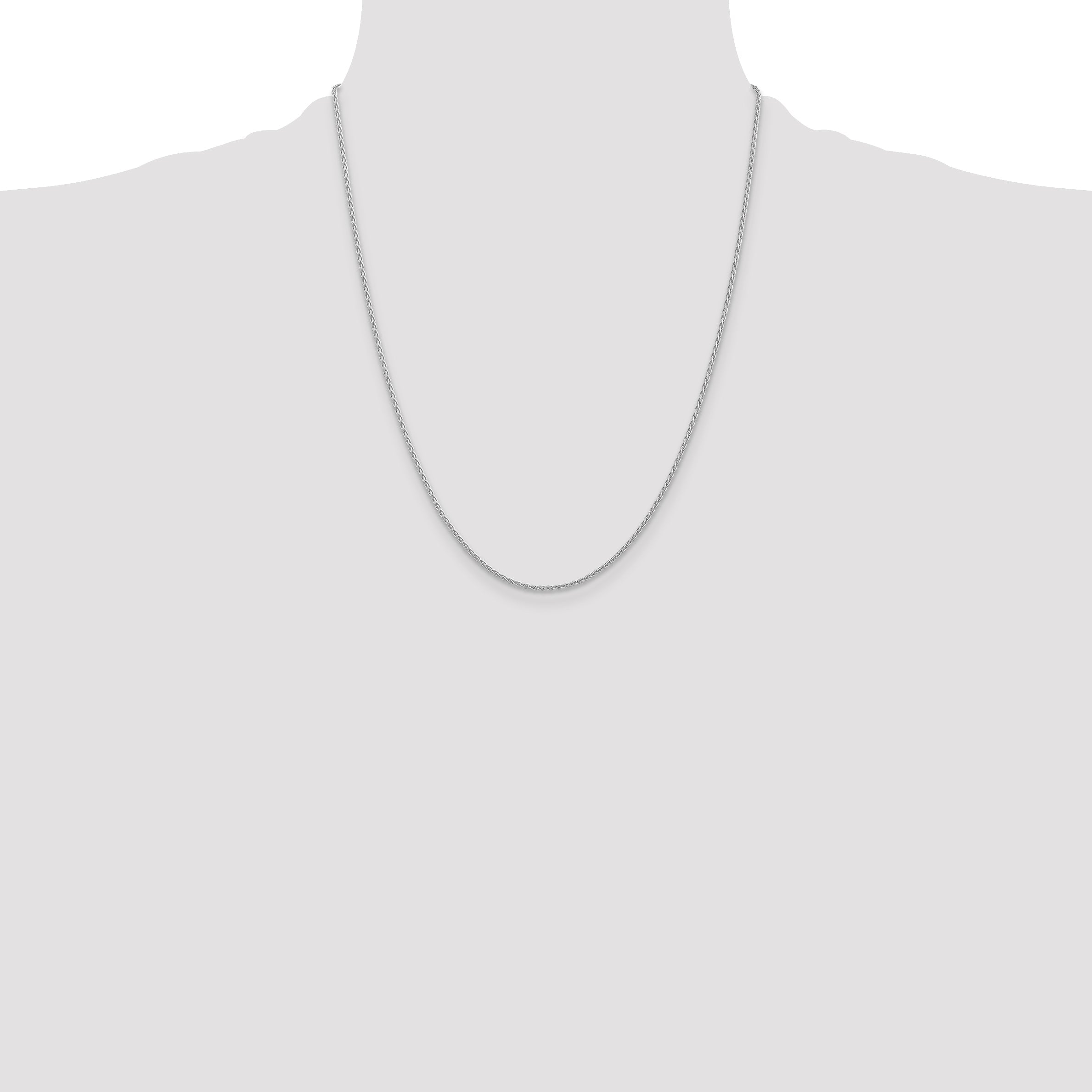 14K White Gold 22 Inch 1.5mm Parisian Wheat With Lobster Clasp Chain Necklace