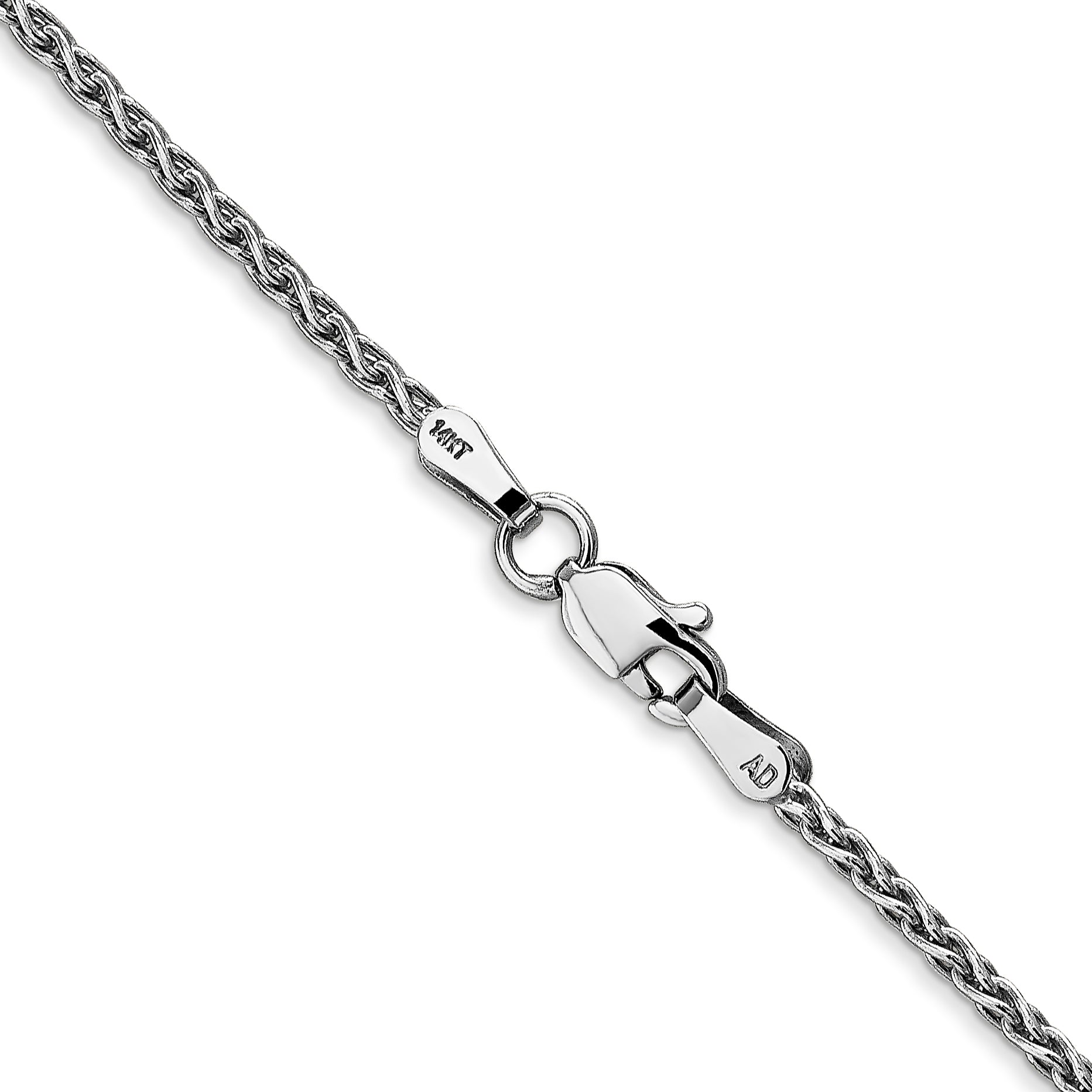 14K White Gold 16 Inch 1.75mm Parisian Wheat With Lobster Clasp Chain Necklace