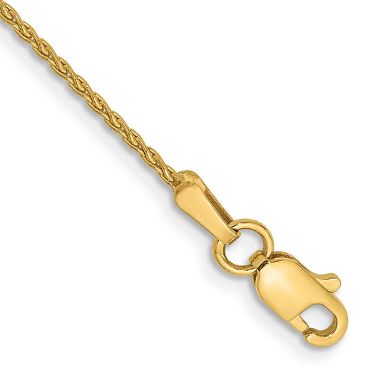 14K Yellow Gold 9 Inch 1.2mm Parisian Wheat With Lobster Clasp Anklet