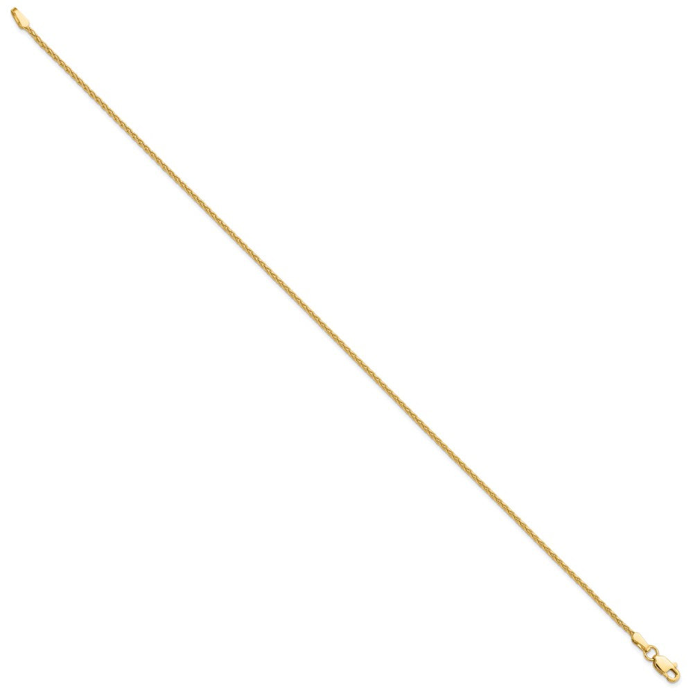 14K Yellow Gold 9 Inch 1.5mm Parisian Wheat With Lobster Clasp Anklet