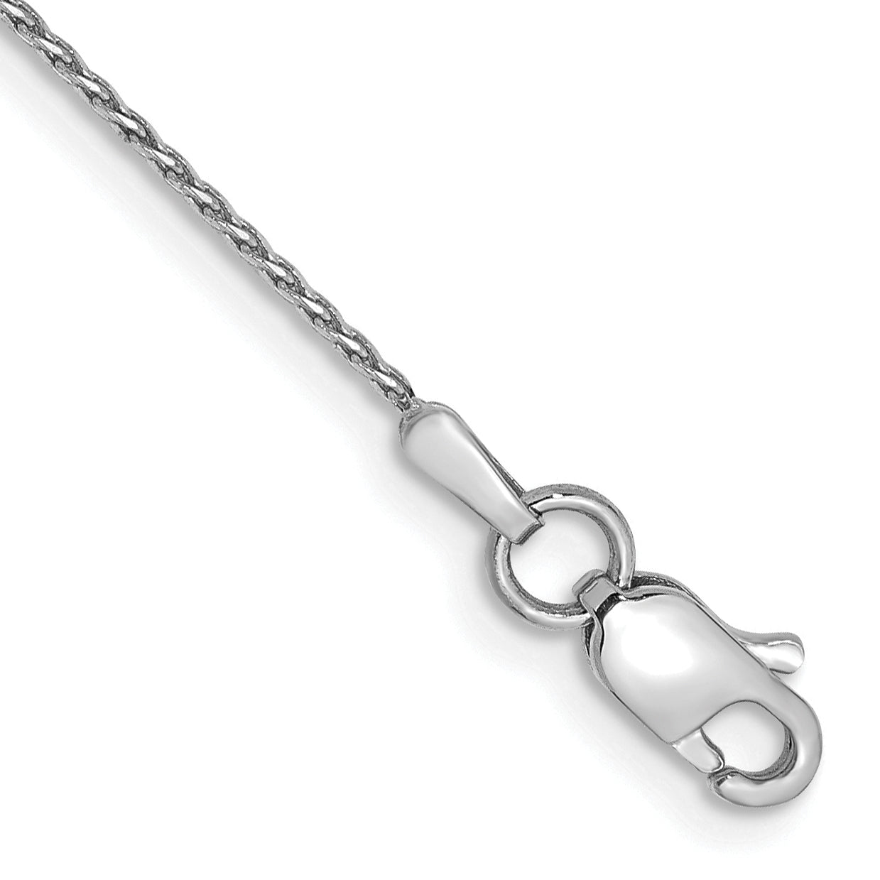 14K White Gold 10 Inch .8mm Diamond-Cut Parisian Wheat With Lobster Clasp Anklet