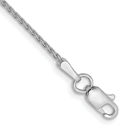 14K White Gold 9 Inch 1mm Diamond-Cut Parisian Wheat With Lobster Clasp Anklet