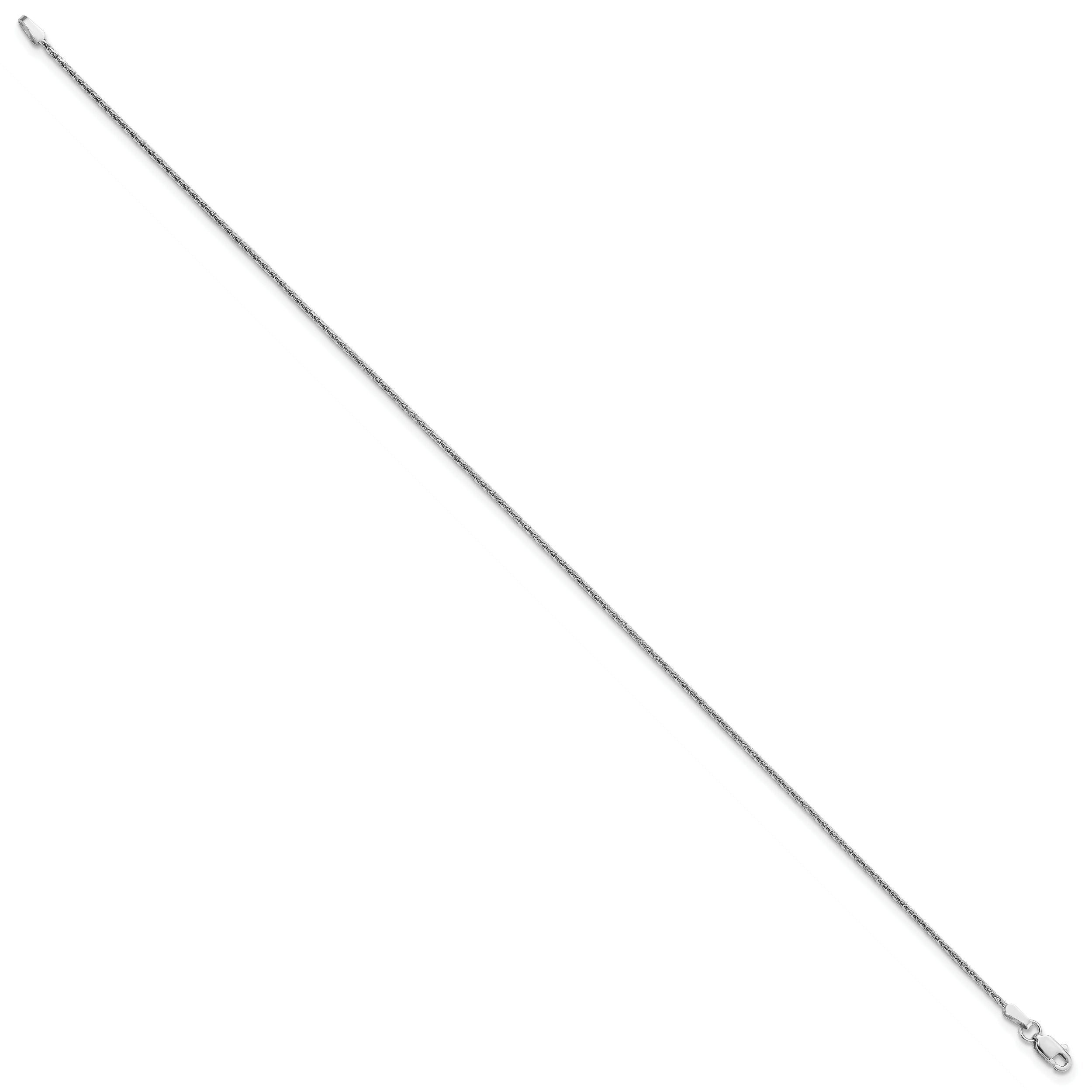 14K White Gold 10 Inch 1.5mm Diamond-Cut Parisian Wheat With Lobster Clasp Anklet