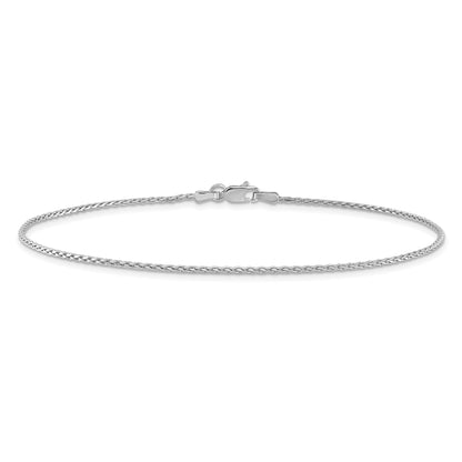 14K White Gold 10 Inch 1.5mm Diamond-Cut Parisian Wheat With Lobster Clasp Anklet