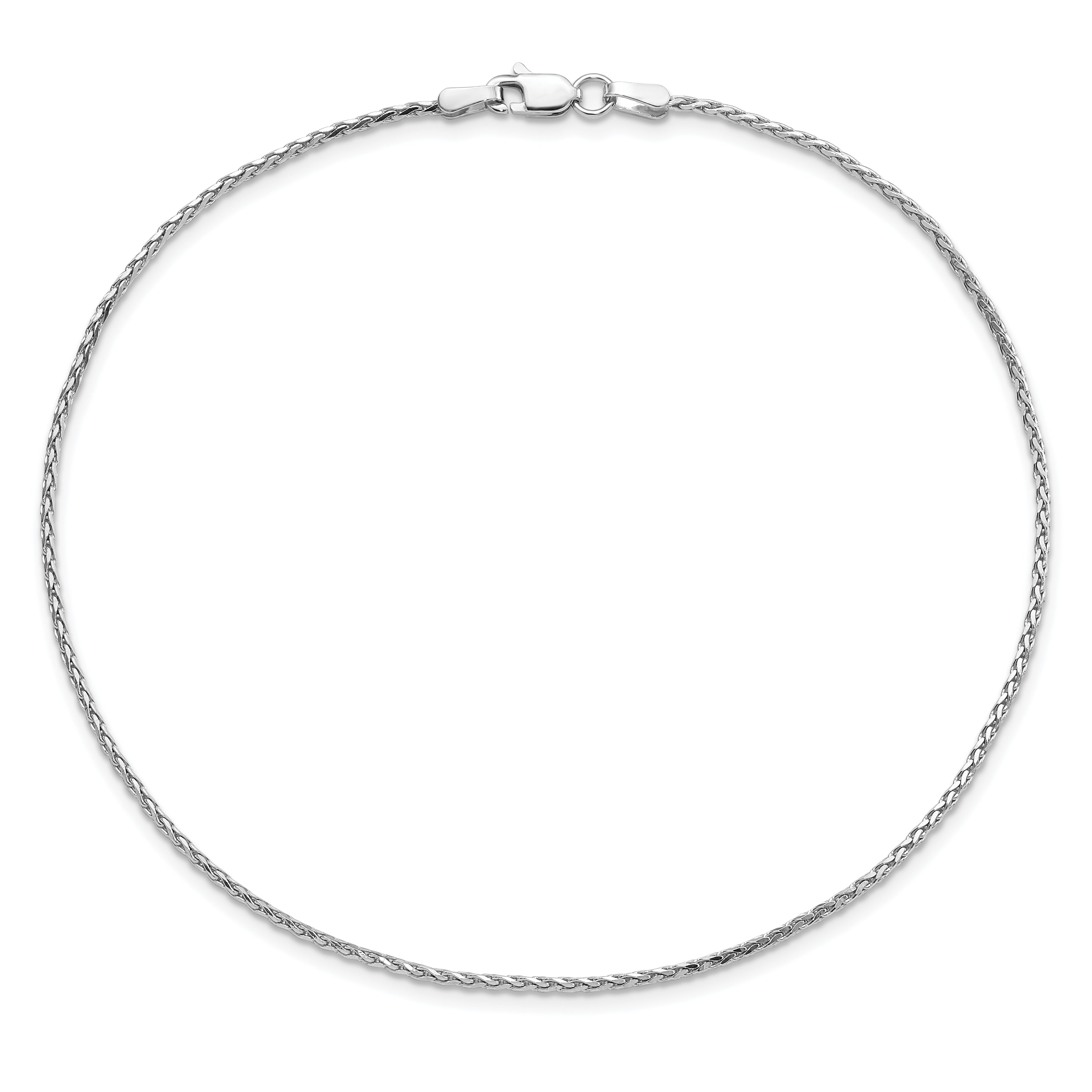 14K White Gold 10 Inch 1.5mm Diamond-Cut Parisian Wheat With Lobster Clasp Anklet
