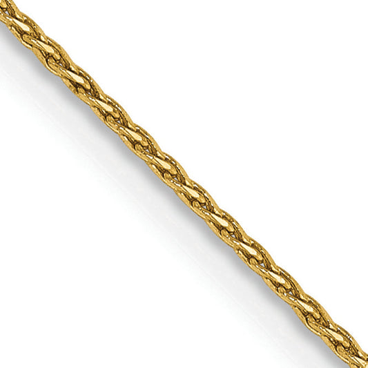 14K Yellow Gold 18 Inch .8mm Diamond-Cut Parisian Wheat With Lobster Clasp Chain Necklace