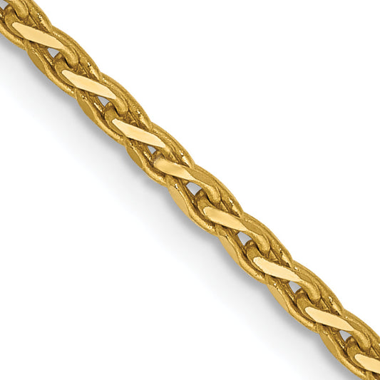 14K Yellow Gold 22 Inch 1.9mm Diamond-Cut Parisian Wheat With Lobster Clasp Chain Necklace
