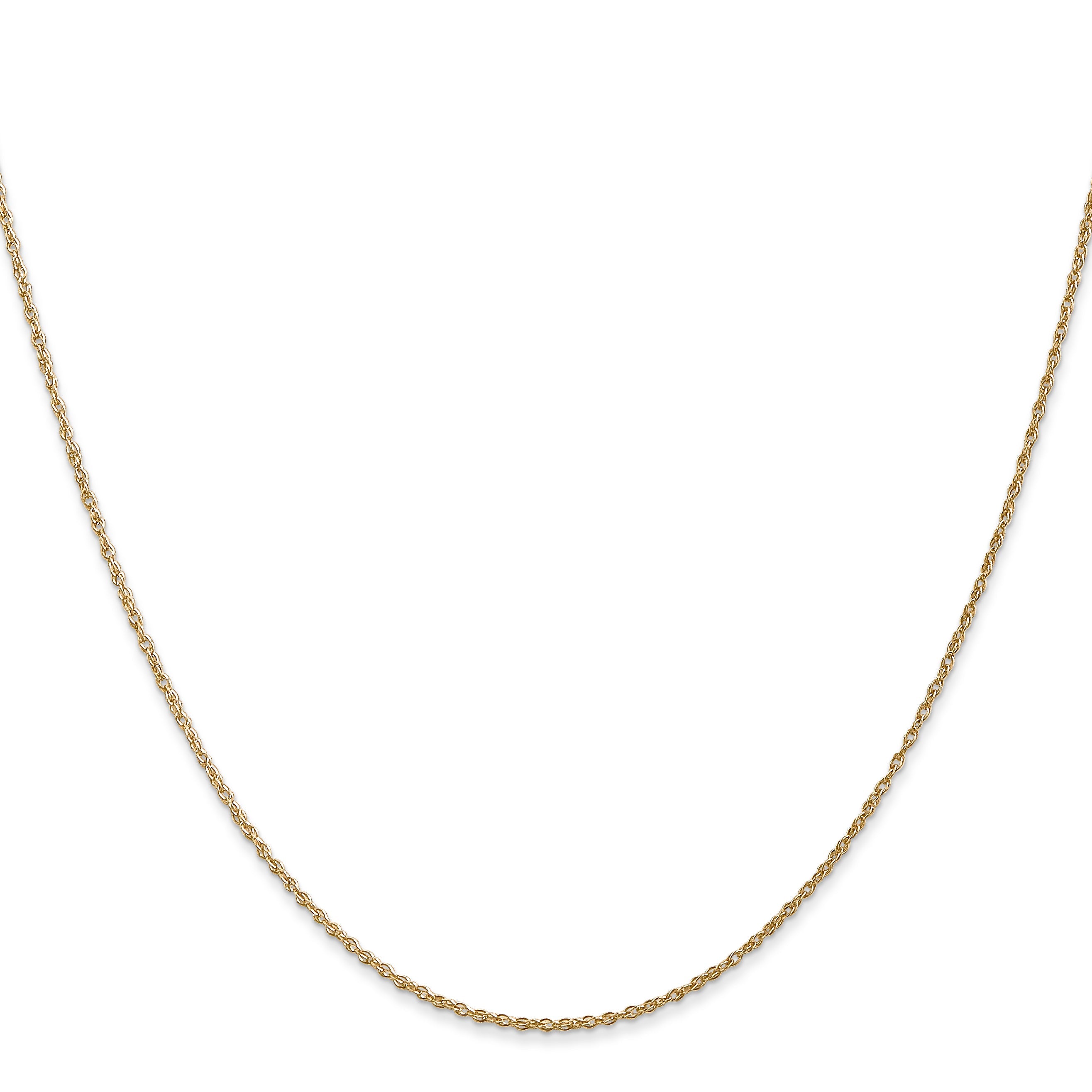 14K Yellow Gold 18 Inch .8mm Light Baby Rope With Spring Ring Clasp Chain Necklace