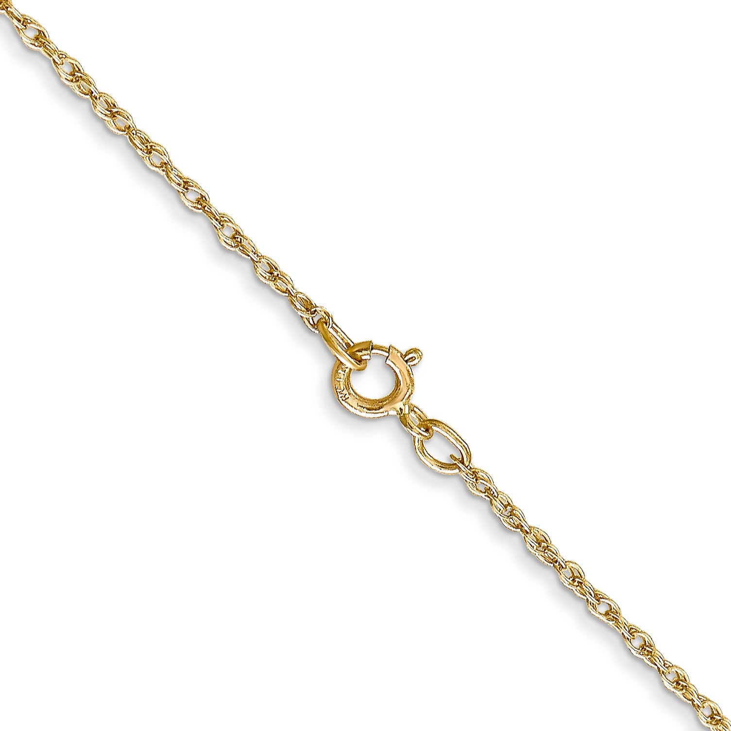 14K Yellow Gold 14 Inch .8mm Light Baby Rope With Spring Ring Clasp Chain Necklace
