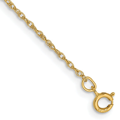 14K Yellow Gold 5.5 Inch .8mm Light Baby Rope With Spring Ring Clasp Chain Bracelet