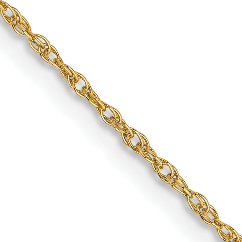 14K Yellow Gold 14 Inch .8mm Light Baby Rope With Spring Ring Clasp Chain Necklace