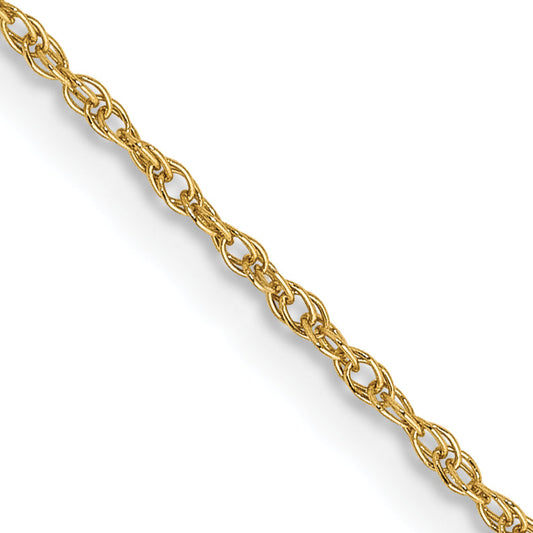 14K Yellow Gold 14 Inch .8mm Light Baby Rope With Spring Ring Clasp Chain Necklace