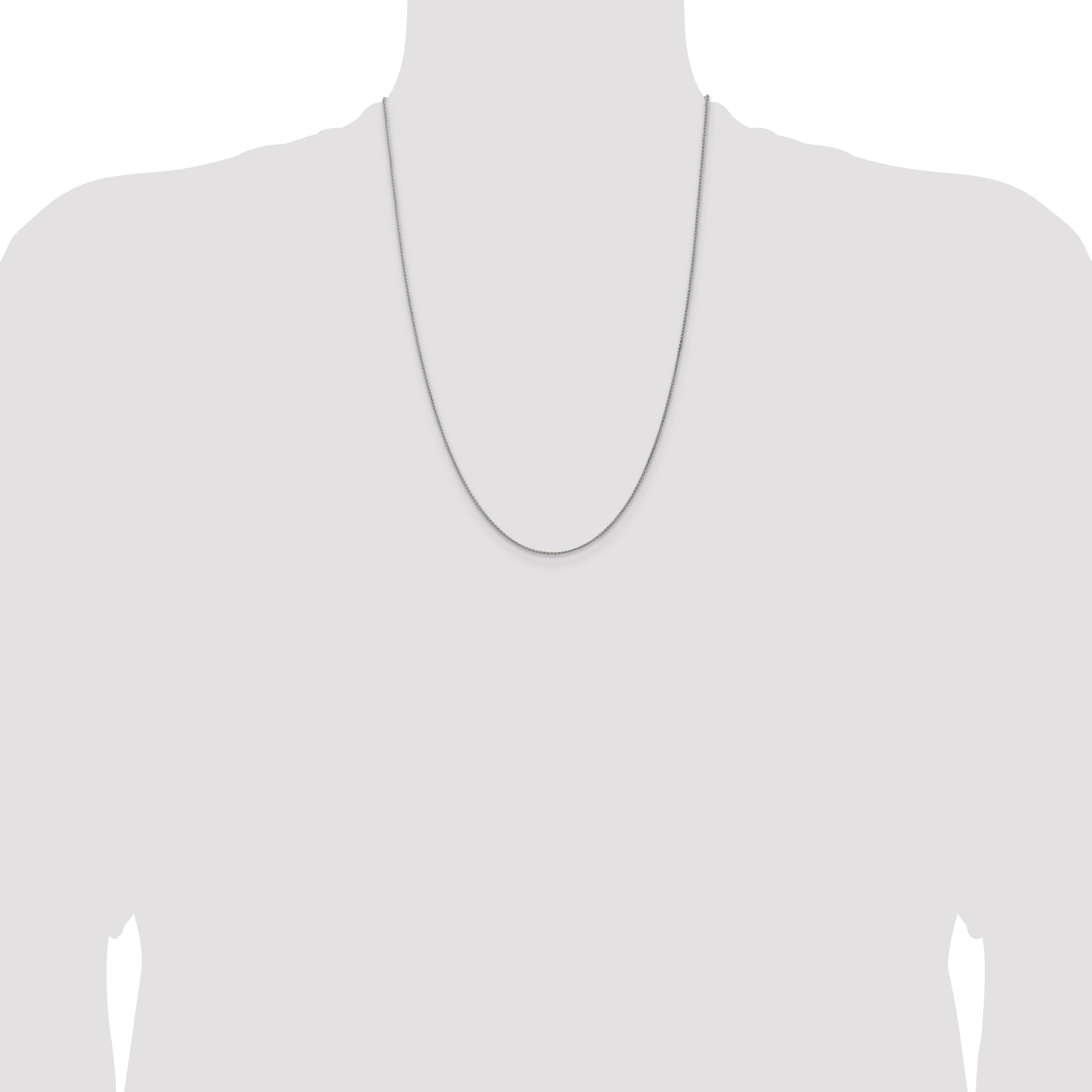 14K White Gold 24 Inch 1.25mm Spiga With Lobster Clasp Chain Necklace